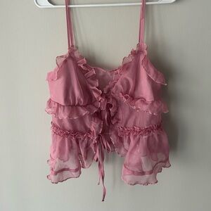 SHEIN Pink Sheer Layered Top